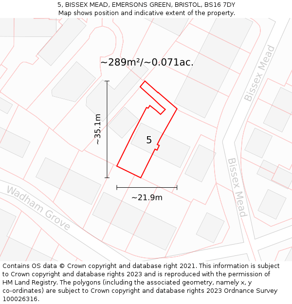 5, BISSEX MEAD, EMERSONS GREEN, BRISTOL, BS16 7DY: Plot and title map