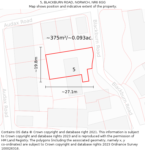 5, BLACKBURN ROAD, NORWICH, NR6 6GG: Plot and title map