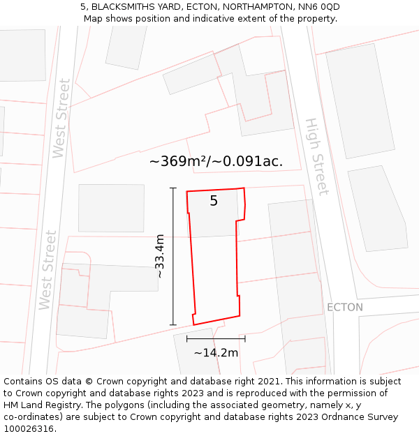 5, BLACKSMITHS YARD, ECTON, NORTHAMPTON, NN6 0QD: Plot and title map