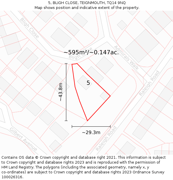 5, BLIGH CLOSE, TEIGNMOUTH, TQ14 9NQ: Plot and title map