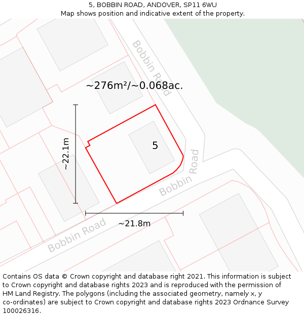 5, BOBBIN ROAD, ANDOVER, SP11 6WU: Plot and title map