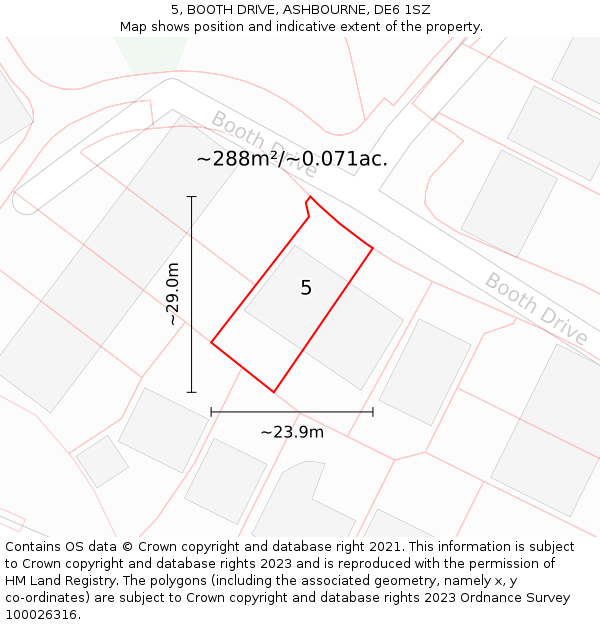 5, BOOTH DRIVE, ASHBOURNE, DE6 1SZ: Plot and title map