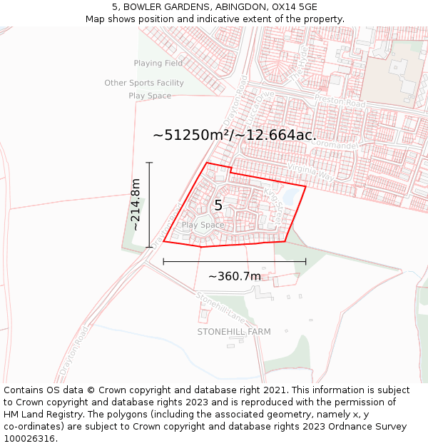 5, BOWLER GARDENS, ABINGDON, OX14 5GE: Plot and title map