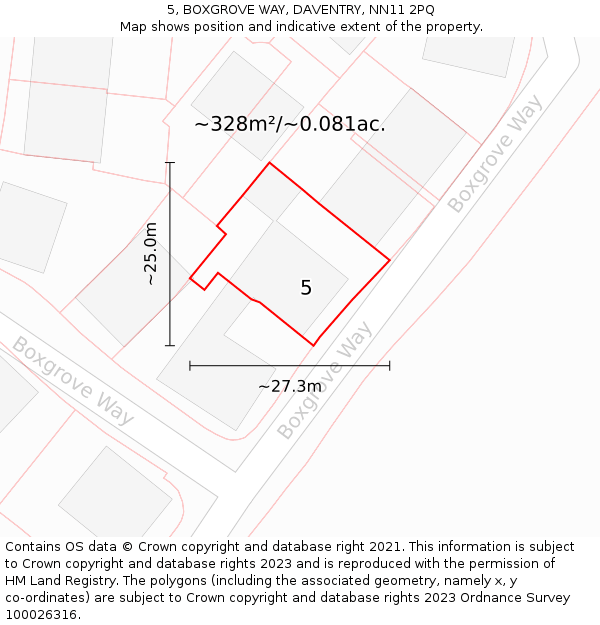 5, BOXGROVE WAY, DAVENTRY, NN11 2PQ: Plot and title map