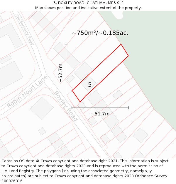 5, BOXLEY ROAD, CHATHAM, ME5 9LF: Plot and title map