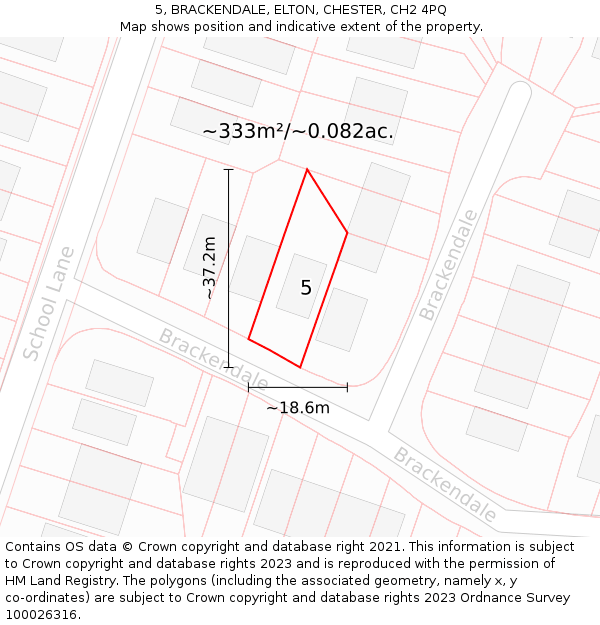 5, BRACKENDALE, ELTON, CHESTER, CH2 4PQ: Plot and title map