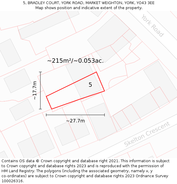 5, BRADLEY COURT, YORK ROAD, MARKET WEIGHTON, YORK, YO43 3EE: Plot and title map