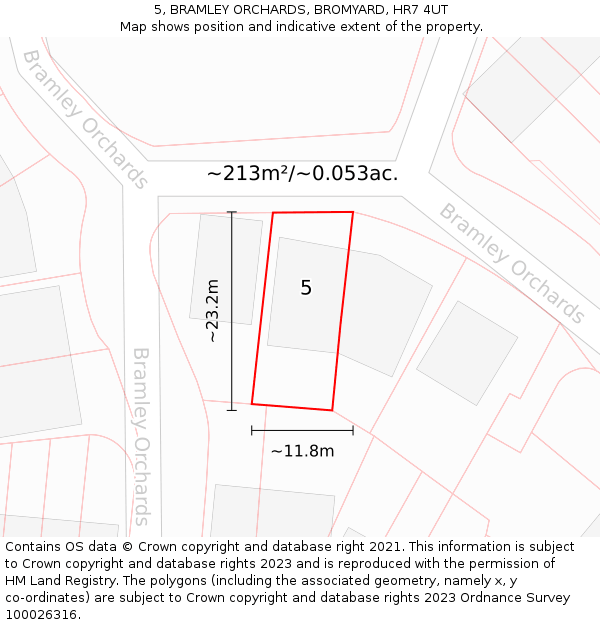 5, BRAMLEY ORCHARDS, BROMYARD, HR7 4UT: Plot and title map