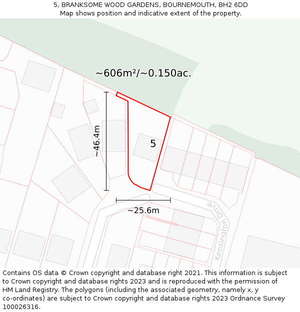5, BRANKSOME WOOD GARDENS, BOURNEMOUTH, BH2 6DD: Plot and title map