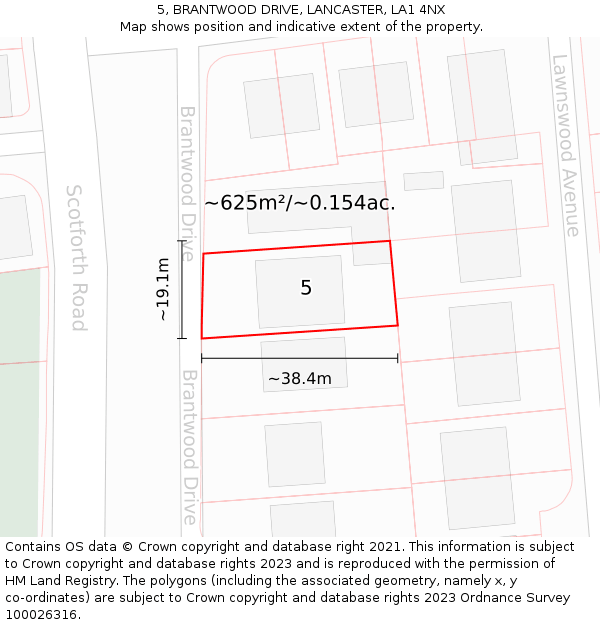 5, BRANTWOOD DRIVE, LANCASTER, LA1 4NX: Plot and title map