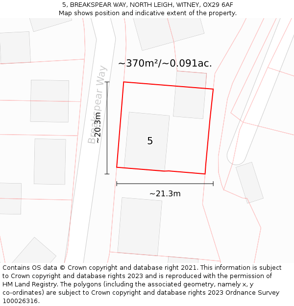 5, BREAKSPEAR WAY, NORTH LEIGH, WITNEY, OX29 6AF: Plot and title map