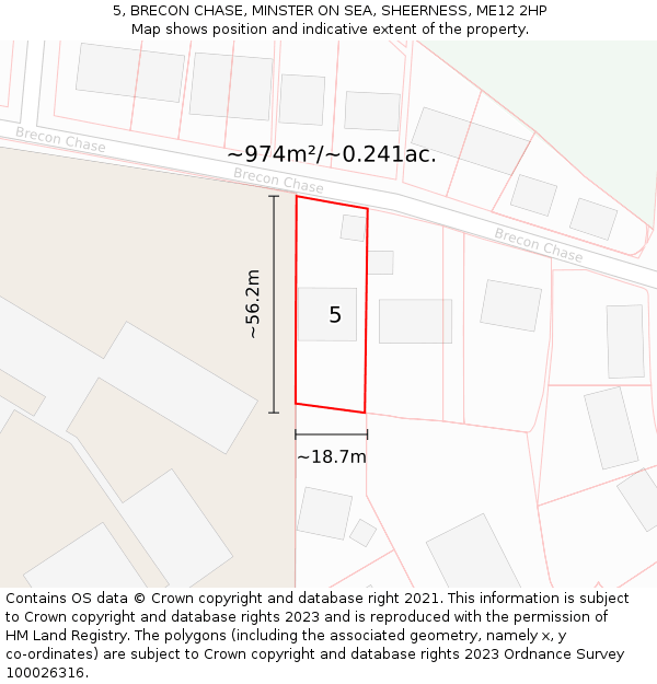 5, BRECON CHASE, MINSTER ON SEA, SHEERNESS, ME12 2HP: Plot and title map