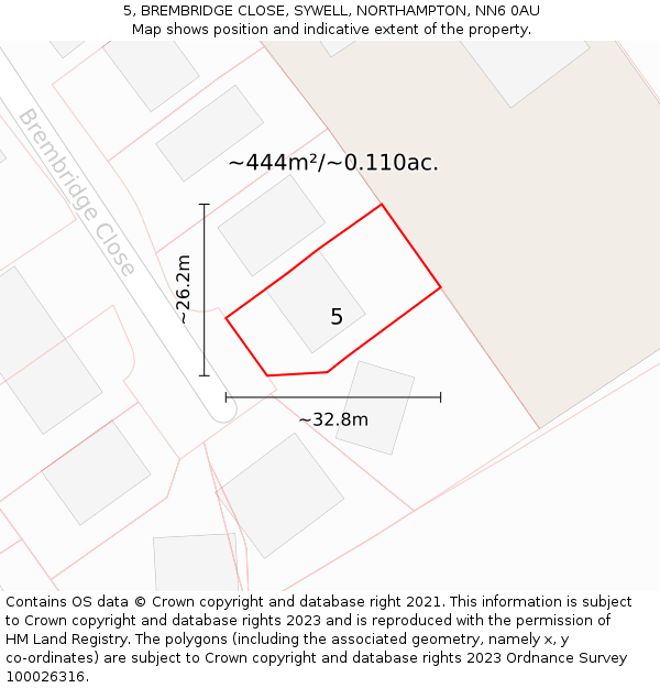 5, BREMBRIDGE CLOSE, SYWELL, NORTHAMPTON, NN6 0AU: Plot and title map