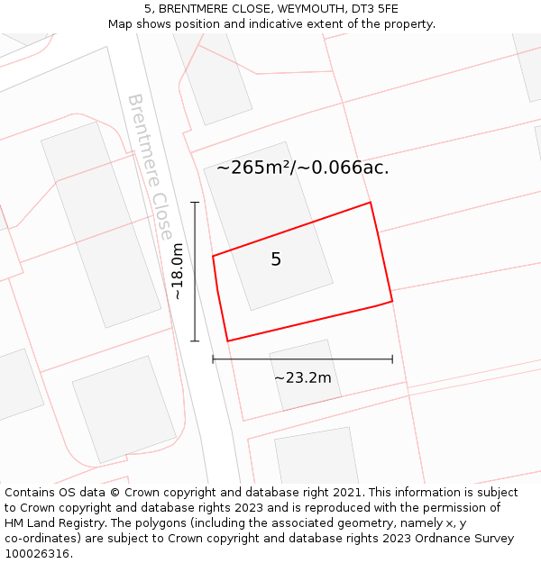 5, BRENTMERE CLOSE, WEYMOUTH, DT3 5FE: Plot and title map