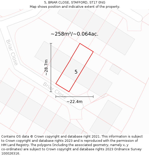 5, BRIAR CLOSE, STAFFORD, ST17 0NG: Plot and title map
