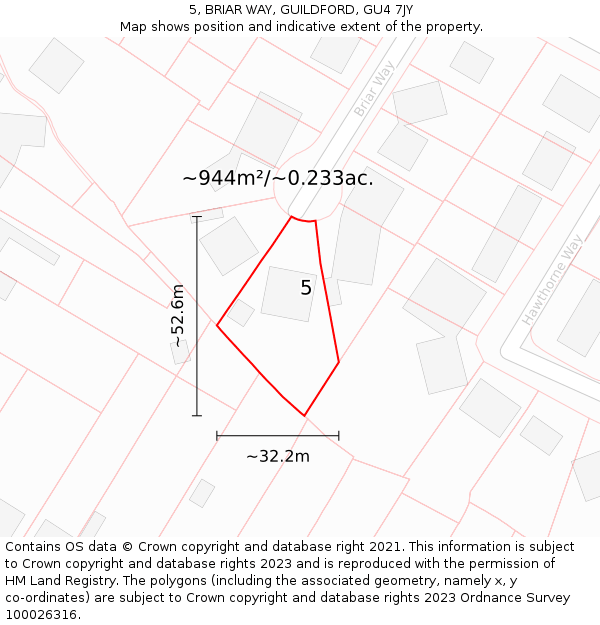 5, BRIAR WAY, GUILDFORD, GU4 7JY: Plot and title map