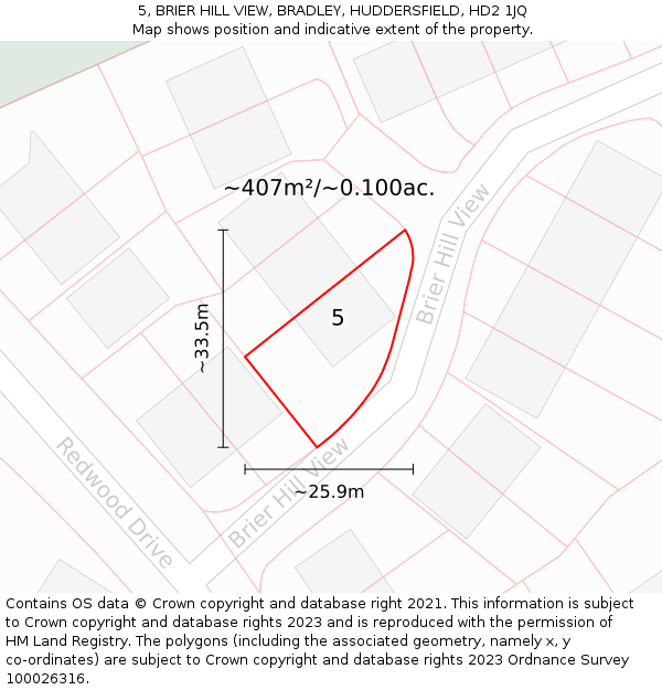 5, BRIER HILL VIEW, BRADLEY, HUDDERSFIELD, HD2 1JQ: Plot and title map