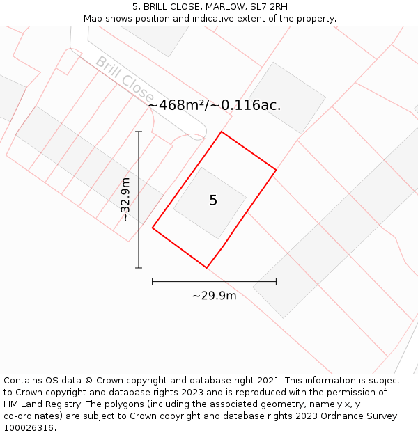 5, BRILL CLOSE, MARLOW, SL7 2RH: Plot and title map