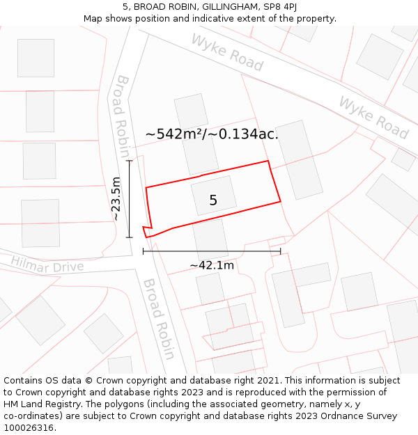 5, BROAD ROBIN, GILLINGHAM, SP8 4PJ: Plot and title map