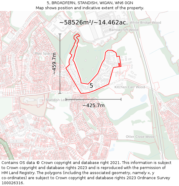5, BROADFERN, STANDISH, WIGAN, WN6 0GN: Plot and title map