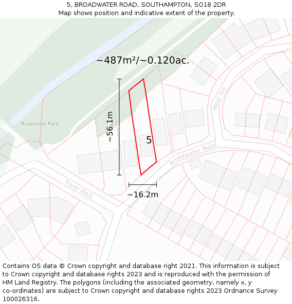 5, BROADWATER ROAD, SOUTHAMPTON, SO18 2DR: Plot and title map