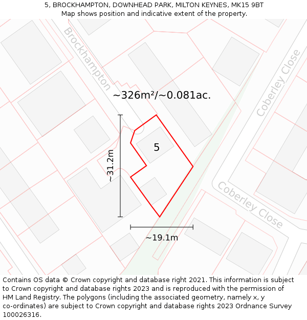 5, BROCKHAMPTON, DOWNHEAD PARK, MILTON KEYNES, MK15 9BT: Plot and title map