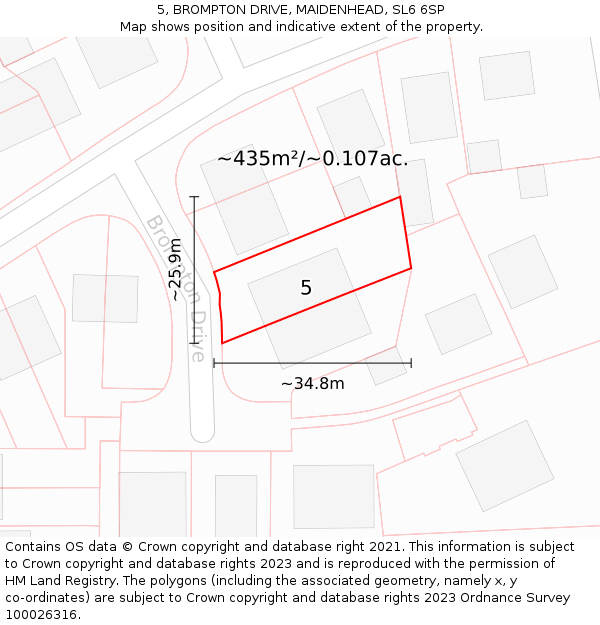 5, BROMPTON DRIVE, MAIDENHEAD, SL6 6SP: Plot and title map