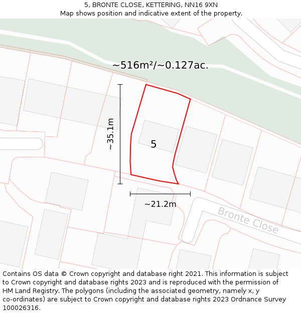 5, BRONTE CLOSE, KETTERING, NN16 9XN: Plot and title map