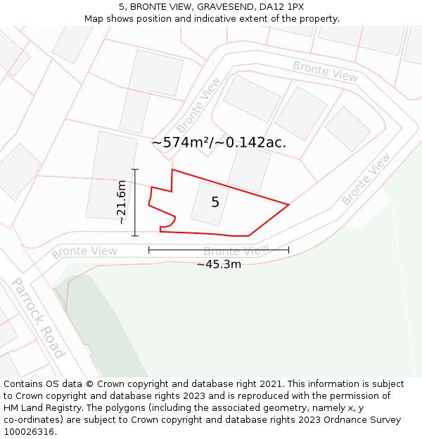 5, BRONTE VIEW, GRAVESEND, DA12 1PX: Plot and title map