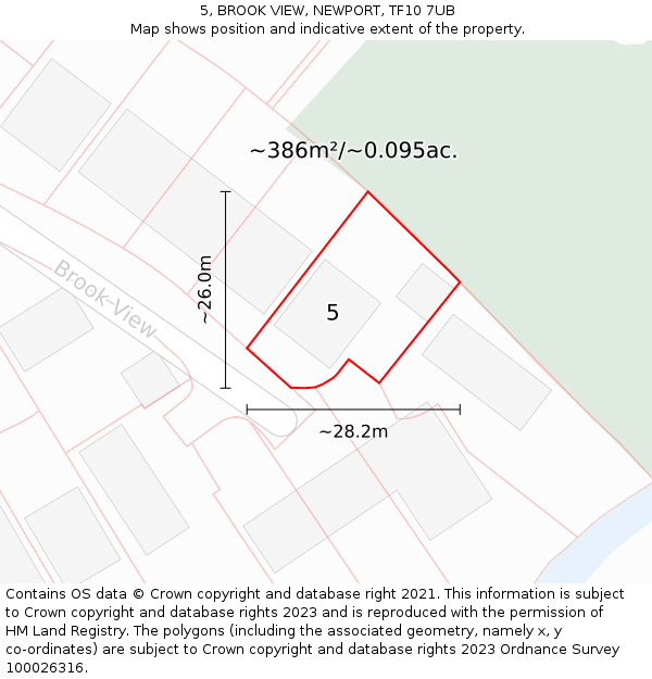 5, BROOK VIEW, NEWPORT, TF10 7UB: Plot and title map