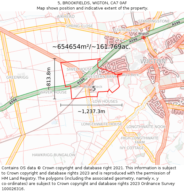 5, BROOKFIELDS, WIGTON, CA7 0AF: Plot and title map