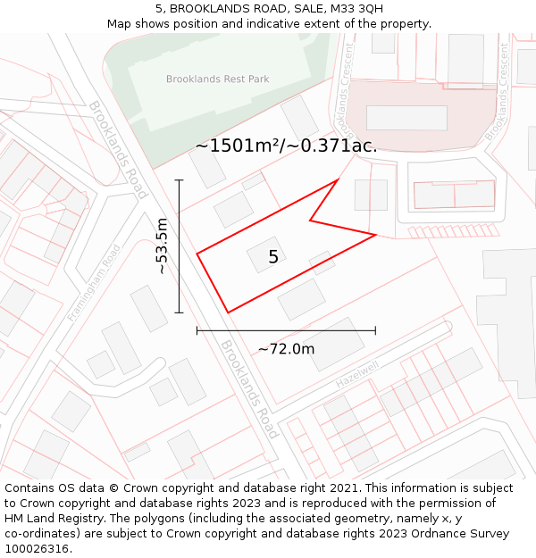 5, BROOKLANDS ROAD, SALE, M33 3QH: Plot and title map