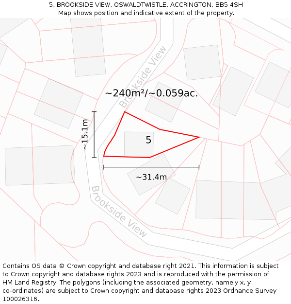 5, BROOKSIDE VIEW, OSWALDTWISTLE, ACCRINGTON, BB5 4SH: Plot and title map