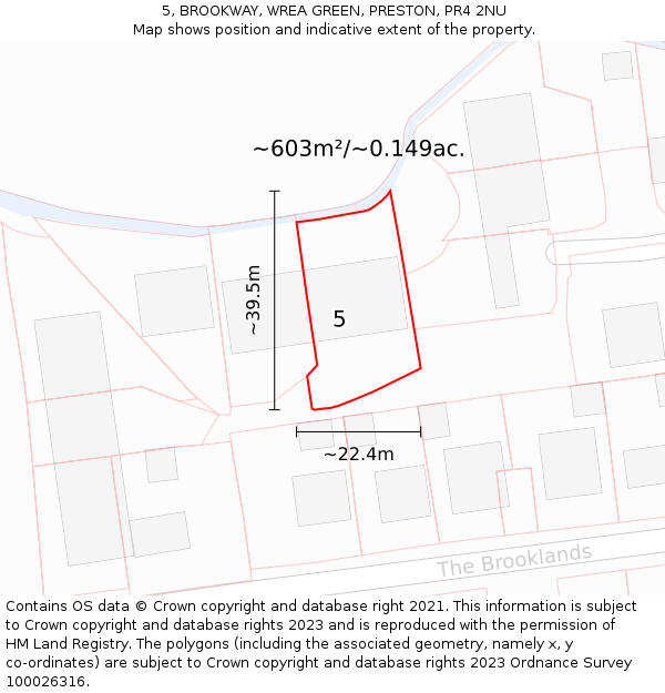 5, BROOKWAY, WREA GREEN, PRESTON, PR4 2NU: Plot and title map