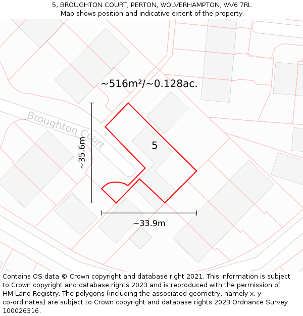 5, BROUGHTON COURT, PERTON, WOLVERHAMPTON, WV6 7RL: Plot and title map