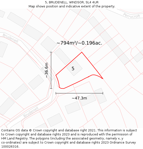 5, BRUDENELL, WINDSOR, SL4 4UR: Plot and title map