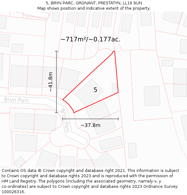 5, BRYN PARC, GRONANT, PRESTATYN, LL19 9UN: Plot and title map