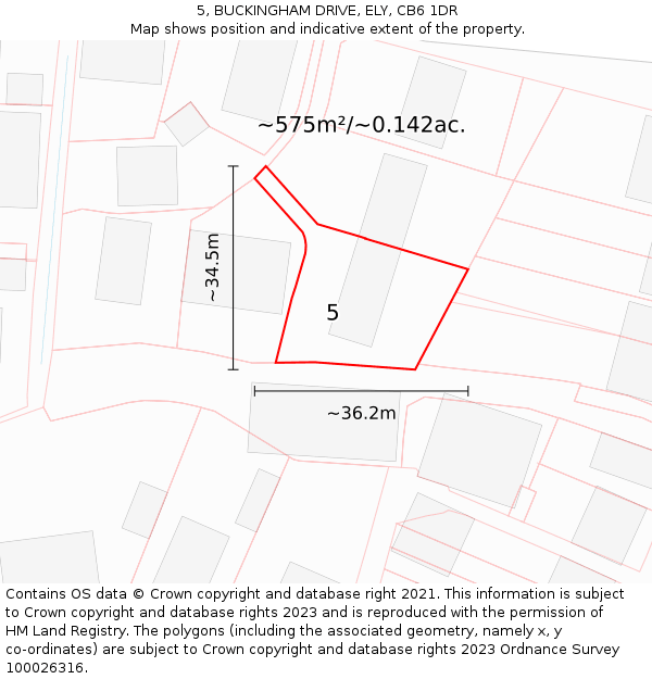5, BUCKINGHAM DRIVE, ELY, CB6 1DR: Plot and title map