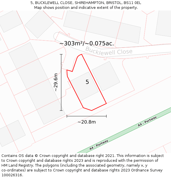 5, BUCKLEWELL CLOSE, SHIREHAMPTON, BRISTOL, BS11 0EL: Plot and title map