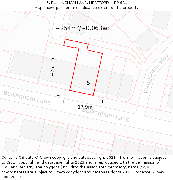 5, BULLINGHAM LANE, HEREFORD, HR2 6RU: Plot and title map