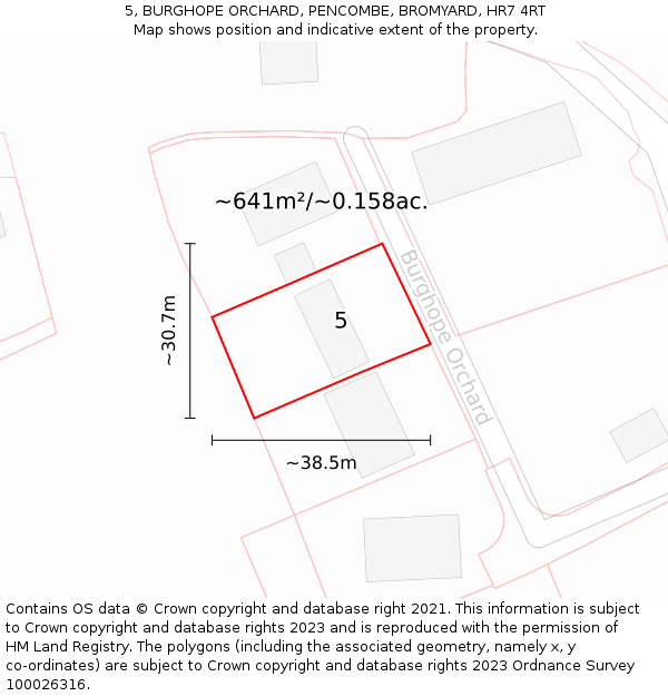 5, BURGHOPE ORCHARD, PENCOMBE, BROMYARD, HR7 4RT: Plot and title map