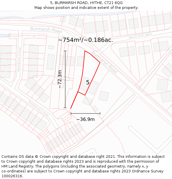 5, BURMARSH ROAD, HYTHE, CT21 6QG: Plot and title map