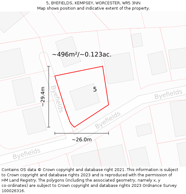 5, BYEFIELDS, KEMPSEY, WORCESTER, WR5 3NN: Plot and title map
