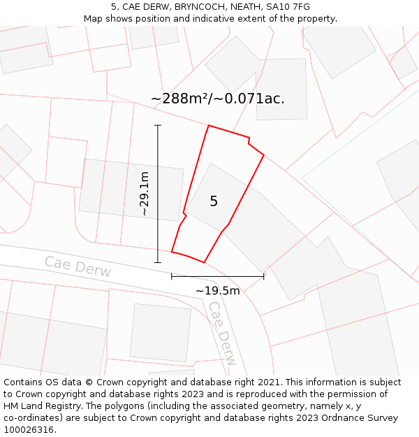 5, CAE DERW, BRYNCOCH, NEATH, SA10 7FG: Plot and title map