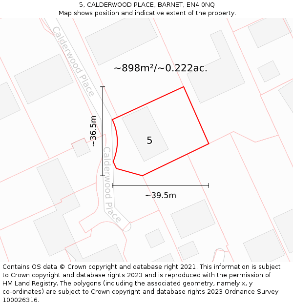 5, CALDERWOOD PLACE, BARNET, EN4 0NQ: Plot and title map