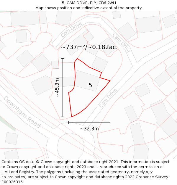 5, CAM DRIVE, ELY, CB6 2WH: Plot and title map