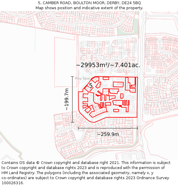5, CAMBER ROAD, BOULTON MOOR, DERBY, DE24 5BQ: Plot and title map