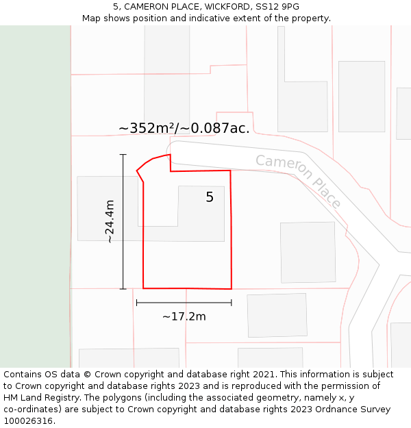 5, CAMERON PLACE, WICKFORD, SS12 9PG: Plot and title map