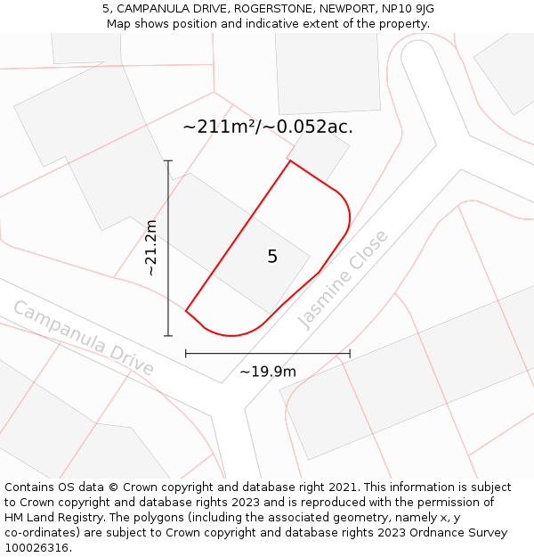 5, CAMPANULA DRIVE, ROGERSTONE, NEWPORT, NP10 9JG: Plot and title map