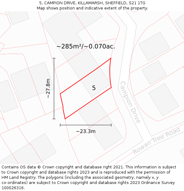 5, CAMPION DRIVE, KILLAMARSH, SHEFFIELD, S21 1TG: Plot and title map